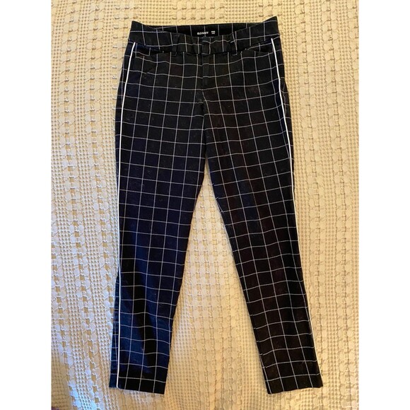Old Navy Cropped Pants Black w/ White Checked  Size 0  Dressy Slacks - Picture 3 of 9